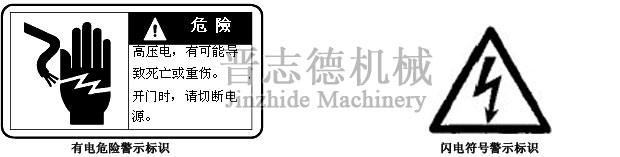 三合一送料機有電警示標識